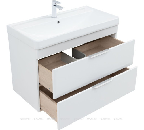Тумба под раковину Aquanet Ирис new 90 подвесная 2 ящика белый глянец 00336311