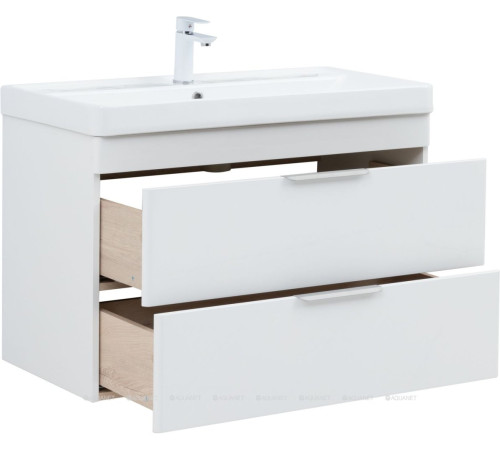 Тумба под раковину Aquanet Ирис new 90 подвесная 2 ящика белый глянец 00336311
