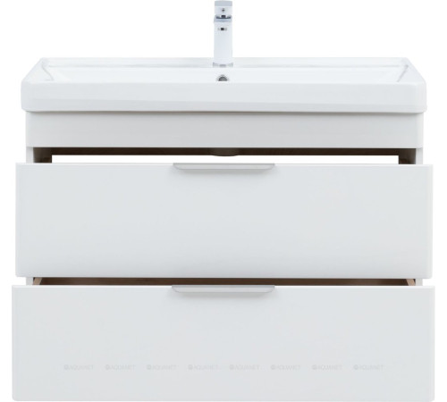 Тумба под раковину Aquanet Ирис new 90 подвесная 2 ящика белый глянец 00336311