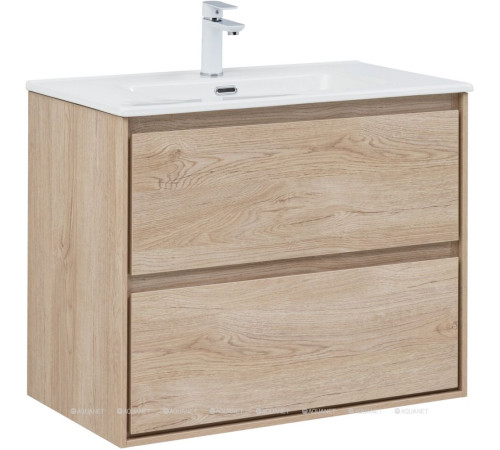 Тумба под раковину Aquanet Милан 80 см дуб светлый подвесная 00336384