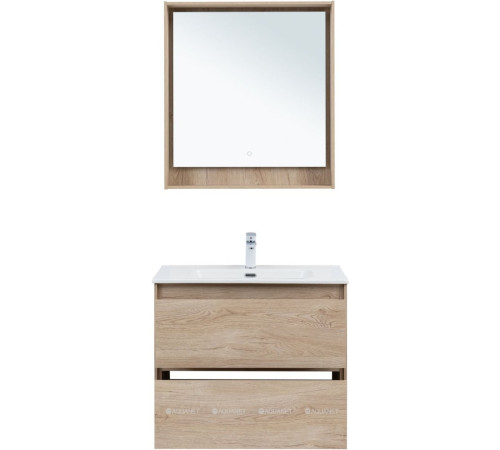 Тумба под раковину Aquanet Милан 80 см дуб светлый подвесная 00336384