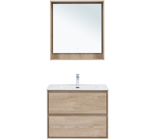 Тумба под раковину Aquanet Милан 80 см дуб светлый подвесная 00336384
