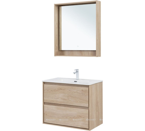 Тумба под раковину Aquanet Милан 80 см дуб светлый подвесная 00336384