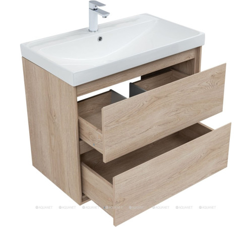 Тумба под раковину Aquanet Милан 80 см дуб светлый подвесная 00336384
