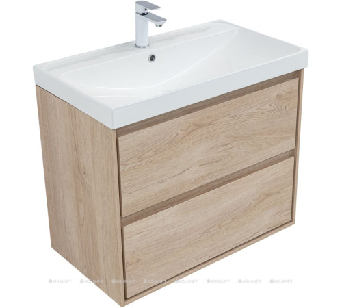 Тумба под раковину Aquanet Милан 80 см дуб светлый подвесная 00336384