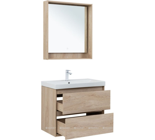 Тумба под раковину Aquanet Милан 80 см дуб светлый подвесная 00336384