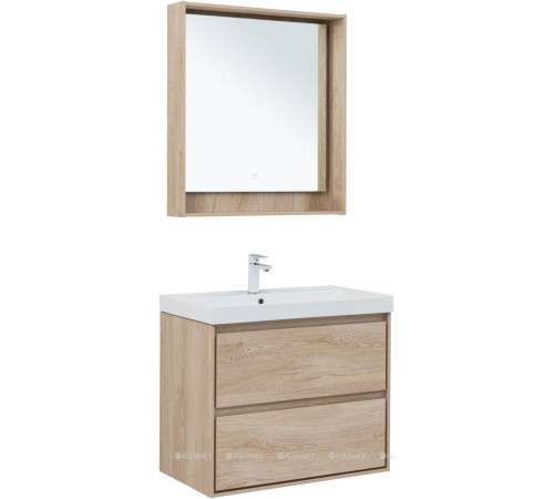 Тумба под раковину Aquanet Милан 80 см дуб светлый подвесная 00336384