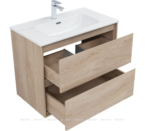 Тумба под раковину Aquanet Милан 80 см дуб светлый подвесная 00336384