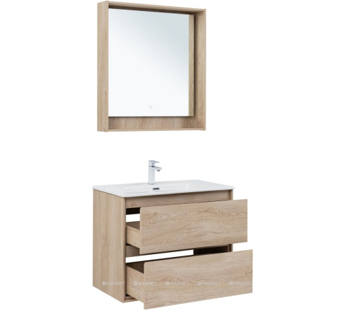 Тумба под раковину Aquanet Милан 80 см дуб светлый подвесная 00336384