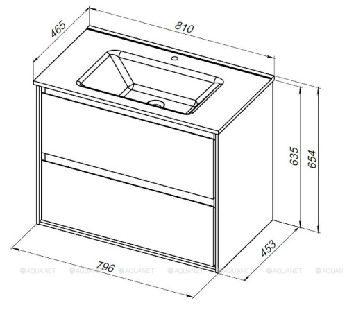 Тумба под раковину Aquanet Милан 80 см дуб светлый подвесная 00336384