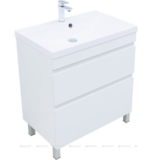 Тумба под раковину Aquanet Нота New 75 напольная 2 ящика белый глянец 00344144