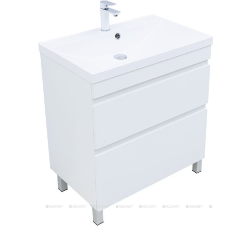 Тумба под раковину Aquanet Нота New 75 напольная 2 ящика белый глянец 00344144