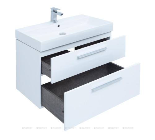 Тумба под раковину Aquanet Nova 85 2 ящика Slim Synergy белый глянец 00249920