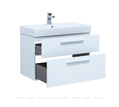 Тумба под раковину Aquanet Nova 85 2 ящика Slim Synergy белый глянец 00249920