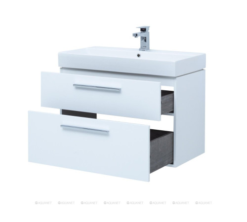 Тумба под раковину Aquanet Nova 85 2 ящика Slim Synergy белый глянец 00249920