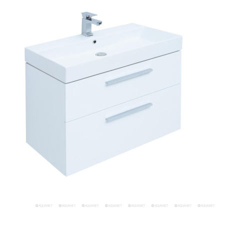 Тумба под раковину Aquanet Nova 85 2 ящика Slim Synergy белый глянец 00249920