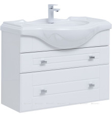 Тумба для ванной Aquanet Рондо 85 2 ящика белый глянец 00304289