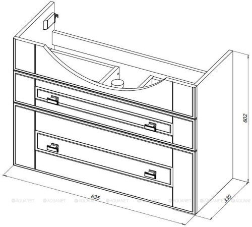 Тумба для ванной Aquanet Рондо 85 2 ящика белый глянец 00304289