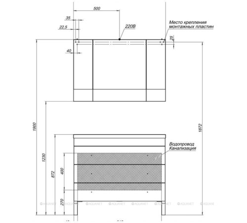Тумба напольная Aquanet Верона 100 3 ящика белый 00178471