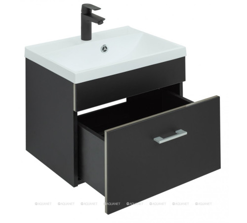 Тумба под раковину Aquanet Верона 50 подвесная черный матовый 00272430