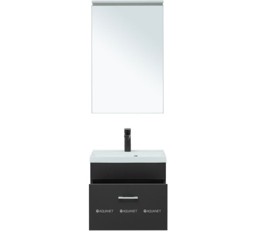 Тумба под раковину Aquanet Верона 50 подвесная черный матовый 00272430
