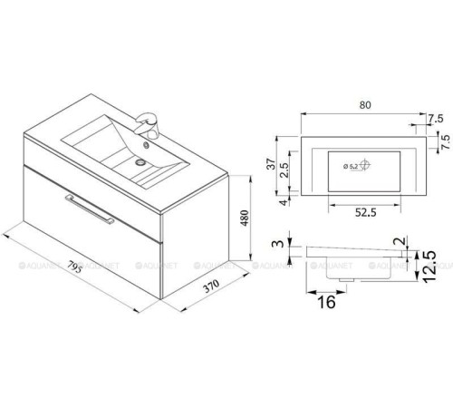 Тумба под раковину De Aqua Кубика 80 белый 167076