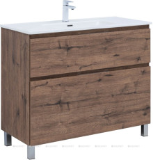 Тумба с раковиной Aquanet Алвита new 100 (Flat) напольная 2 ящика дуб веллингтон табак 00345672