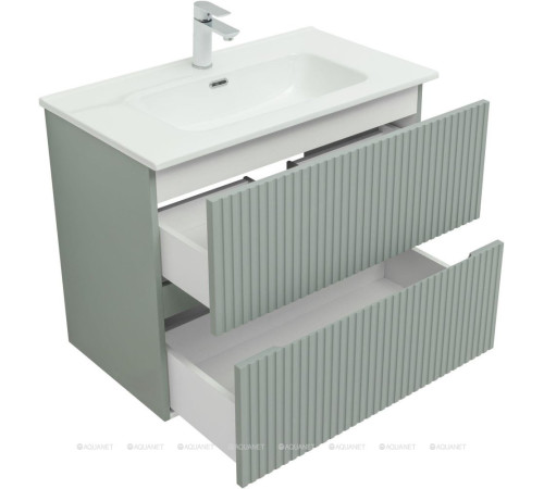Тумба с раковиной Aquanet Джейн 80 мисти грин раковина Фортуна 00332519