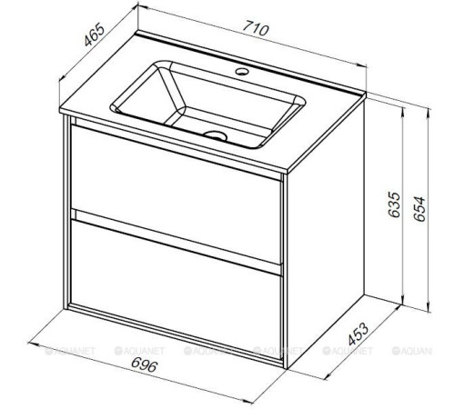 Тумба с раковиной Aquanet Милан 70 дуб рошелье 00340158