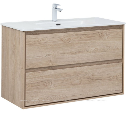 Тумба с раковиной Aquanet Милан (Flash) 100 дуб светлый 00340339