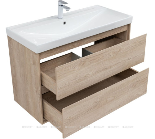 Тумба с раковиной Aquanet Милан (Flash) 100 дуб светлый 00340339