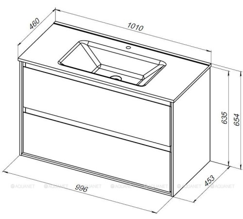 Тумба с раковиной Aquanet Милан (Flash) 100 дуб светлый 00340339