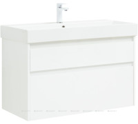 Тумба с раковиной Aquanet Nova Lite 100 Slim Synergy 2 ящика белый глянец 00291826