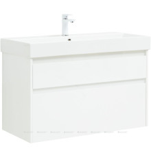 Тумба с раковиной Aquanet Nova Lite 100 Slim Synergy 2 ящика белый глянец 00291826