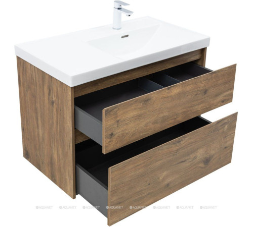 Тумба с раковиной Aquanet Nova Lite 2.0 90 R 2 ящика дуб рустикальный 00365928