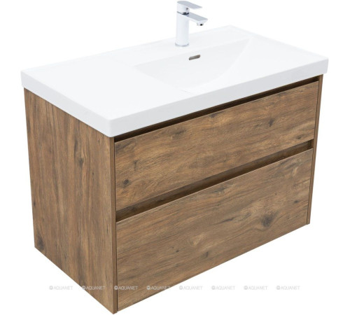 Тумба с раковиной Aquanet Nova Lite 2.0 90 R 2 ящика дуб рустикальный 00365928
