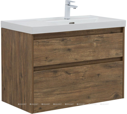 Тумба с раковиной Aquanet Nova Lite 2.0 90 R 2 ящика дуб рустикальный 00365928