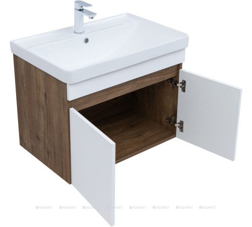 Тумба с раковиной Aquanet Оптима 80 дуб рустикальный/белый сатин 00345360