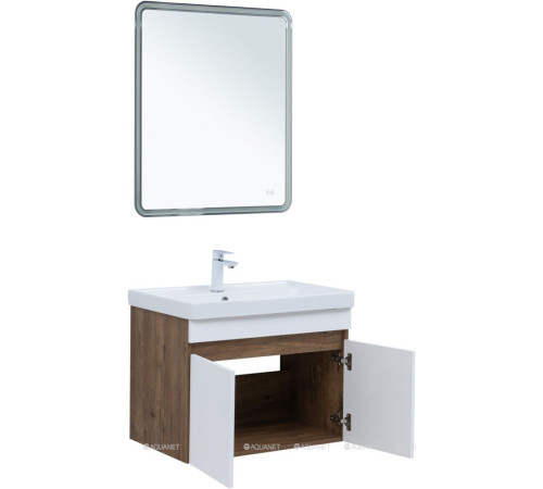 Тумба с раковиной Aquanet Оптима 80 дуб рустикальный/белый сатин 00345360