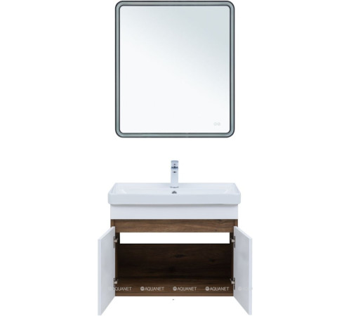 Тумба с раковиной Aquanet Оптима 80 дуб рустикальный/белый сатин 00345360