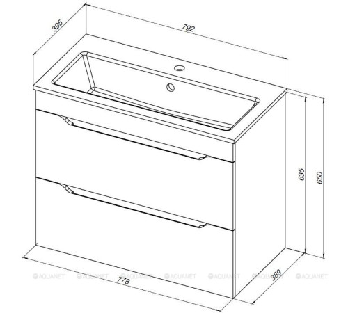 Тумба с раковиной Aquanet Практика 80 2 ящика белый матовый 00335760