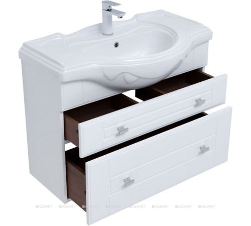 Тумба с раковиной Aquanet Рондо 85 Yatao 2 ящика белый глянец 00306205