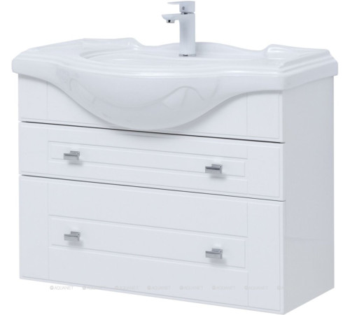 Тумба с раковиной Aquanet Рондо 85 Yatao 2 ящика белый глянец 00306205