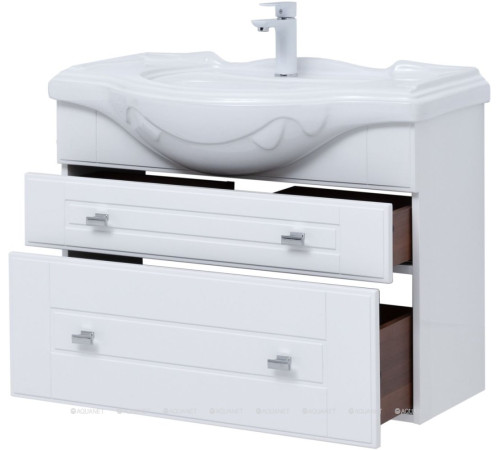 Тумба с раковиной Aquanet Рондо 85 Yatao 2 ящика белый глянец 00306205