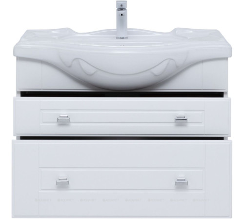 Тумба с раковиной Aquanet Рондо 85 Yatao 2 ящика белый глянец 00306205