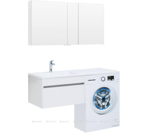 Тумба с раковиной Aquanet Токио 130 R подвесная 1 ящик белый глянец 00239218