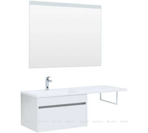 Тумба с раковиной Aquanet Токио 130 R подвесная 1 ящик белый глянец 00239218