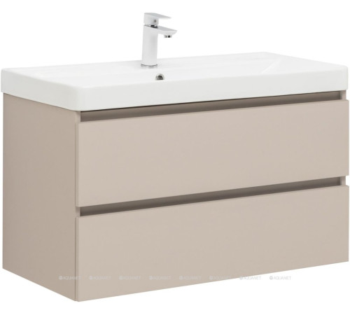 Тумба с раковиной Aquanet Вега 2.0 90 бежевая 2 ящика с раковиной Ирис 00344753