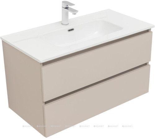 Тумба с раковиной Aquanet Вега 2.0 90 бежевая 2 ящика с раковиной Ирис 00344753