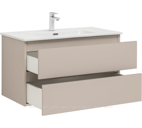 Тумба с раковиной Aquanet Вега 2.0 90 бежевая 2 ящика с раковиной Ирис 00344753